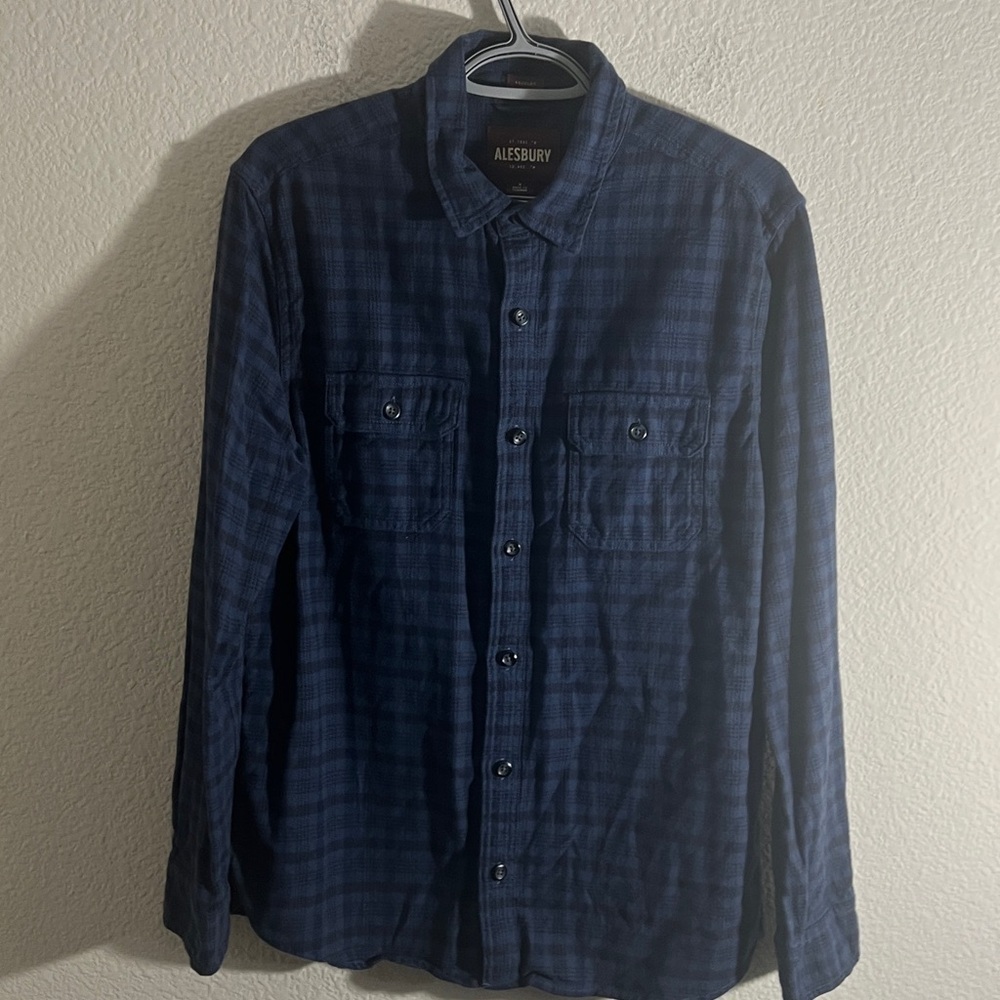 Alesbury Flannel REVERSIBLE Shirt Black & Gray Plaid men’s Sz M Cabincore